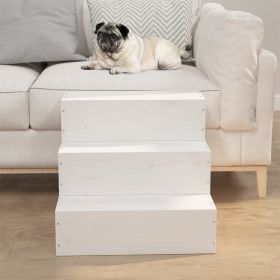 Pet Stair White 15.7x14.8x13.8" Solid Wood Pine Pet Stair White 15.7x14.8x13.8" Solid Wood Pine