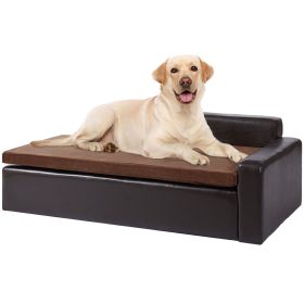 VEVOR Pet Sofa, Dog Couch for Large-Sized Dogs and Cats, Soft Leather Dog Sofa Bed, 110 lbs Loading Cat Sofa, Black VEVOR Pet Sofa, Dog Couch for Large-Sized Dogs and Cats, Soft Leather Dog Sofa Bed, 110 lbs Loading Cat Sofa, Black